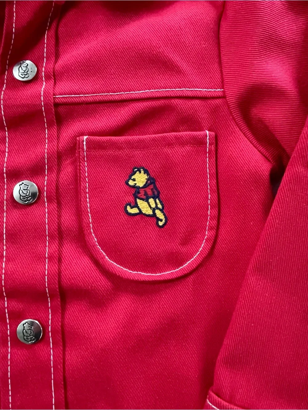 Vintage 1970s Sears Disney Winnie-the-Pooh Red Canvas Jacket, Size 5
